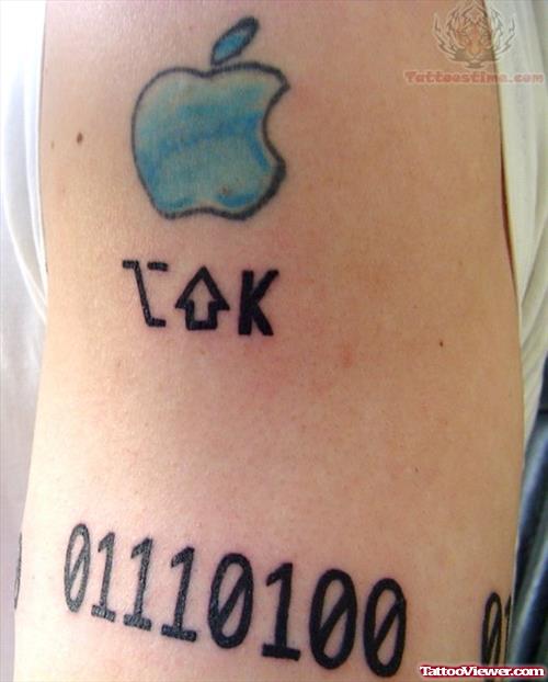 Apple Blue  Logo And Serial Tattoo