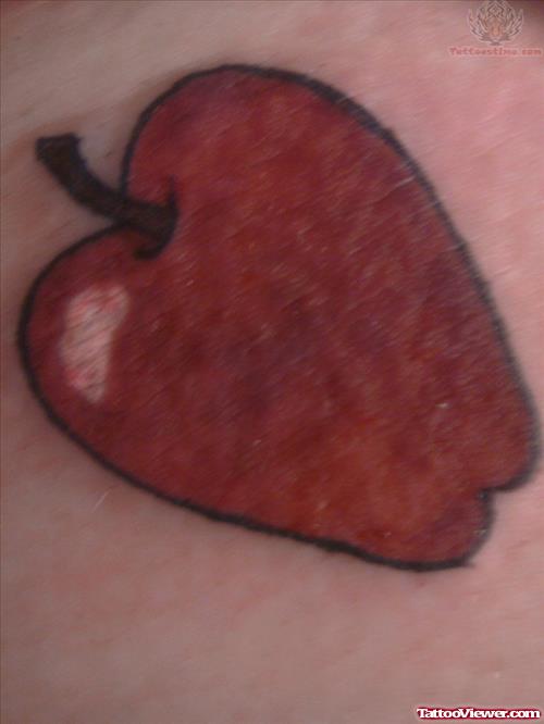 Red Ink Beautiful Apple Tattoo