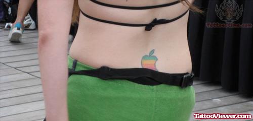 Apple Colorful Tattoo On Lower Back