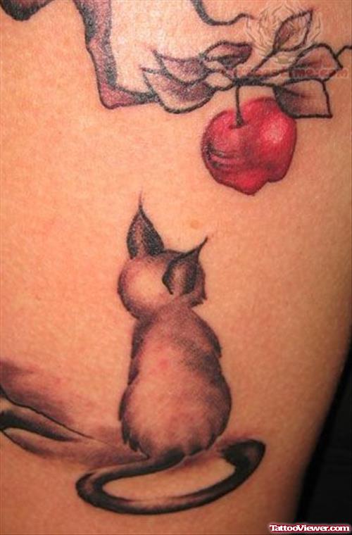 Apple And Kitten Tattoo