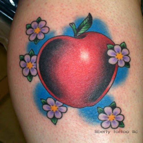 Nice Flowers and Apple Tattoo