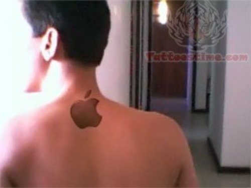 Back Neck Apple Logo Tattoo