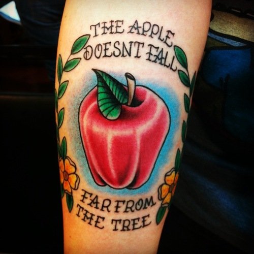 The apple DoesвЂ™t Fall Far From The Tree - Apple Tattoo