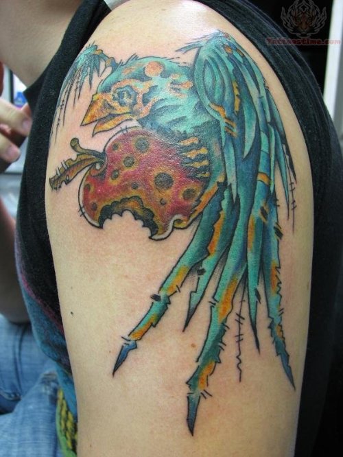 Rotten Bird And Apple Tattoo