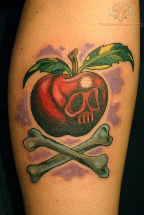 Red Apple Skull Tattoo