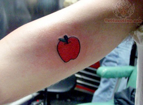 Tiny Red Apple Tattoo