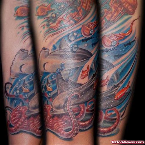 Colored Aqua Tattoo Design