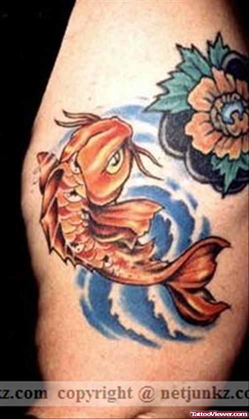 Color ink Aqua And Flower Tattoo