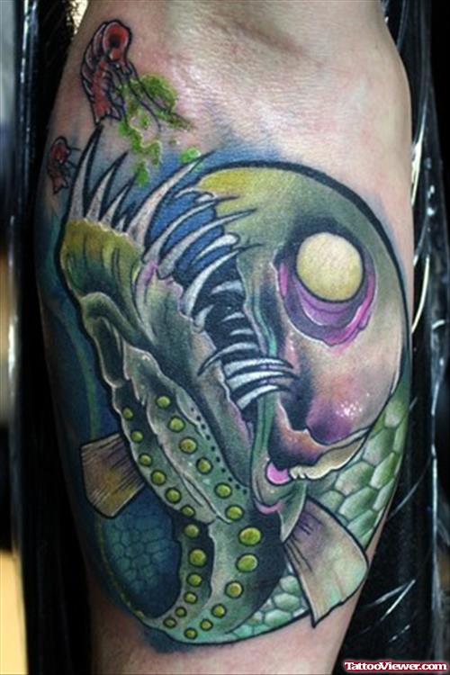 Colored Ink Aqua Tattoo On Arm
