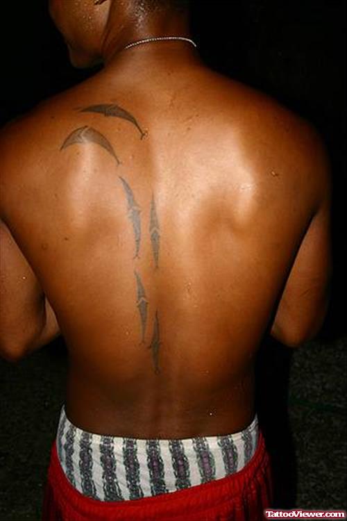 Color Aqua Tattoo On Man Back Body