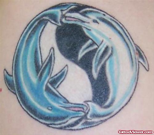 Blue Ink Dolphins Aqua Tattoos Design