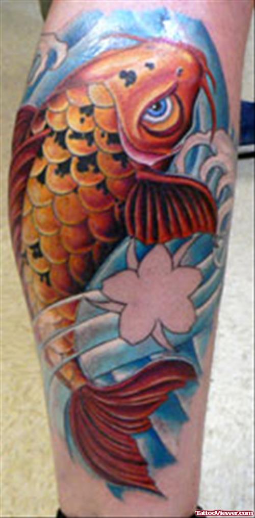 Awesome Color ink Aqua Tattoo on Right Leg