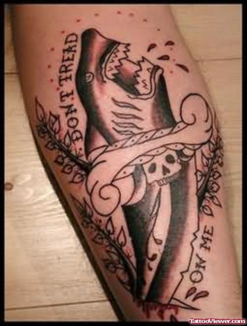 Grey Ink Shark Aqua Tattoo On Sleeve