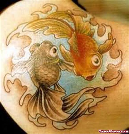Aqua Fish Tattoos On Back