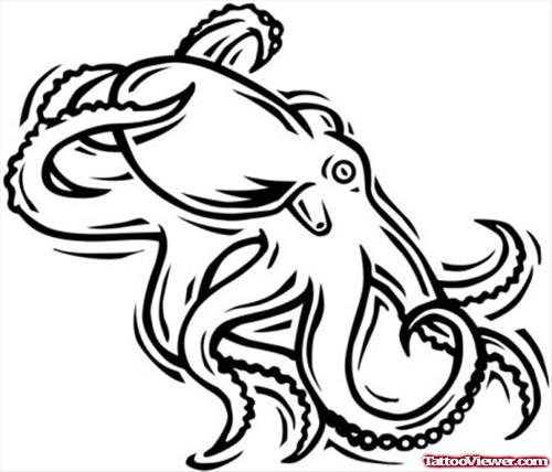 Outline Octopus Aqua Tattoo Design