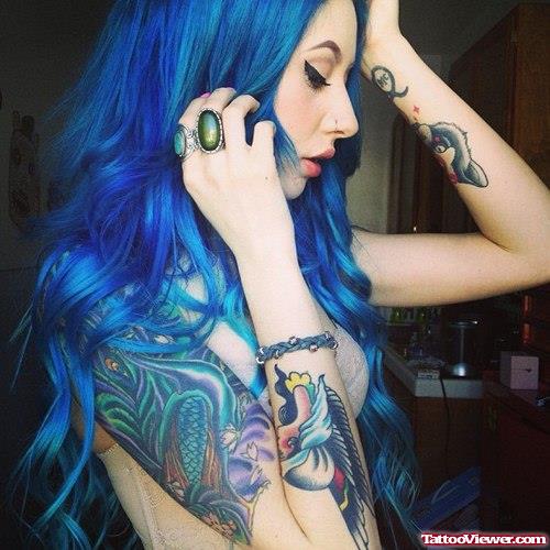 Color Ink Aqua Tattoo For Girls
