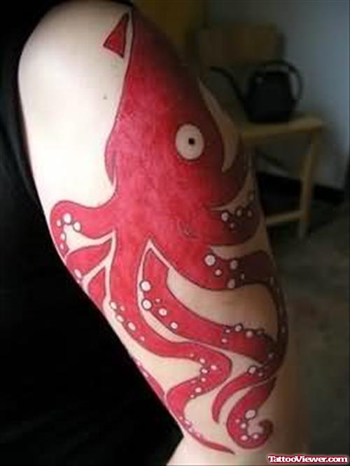 Red Aqua Tattoo On Bicep