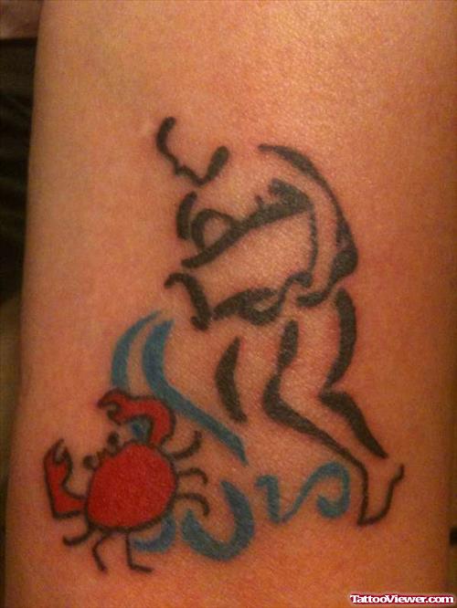 Crab Cancer And Aquarius Tattoo