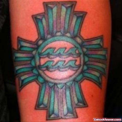 color Ink Aquarius symbol Tattoo