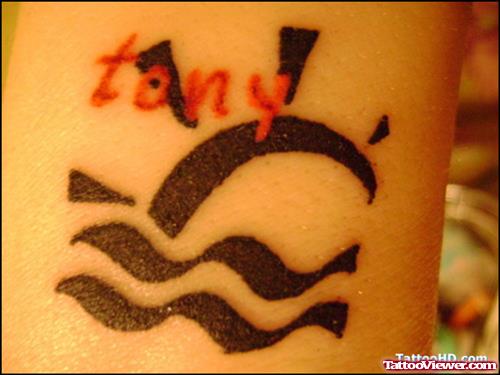 Awesome Black Tribal Aquarius Tattoo