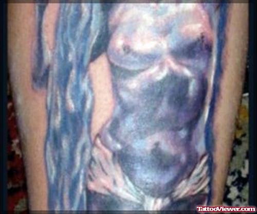 Attractive Aquarius Tattoo On Half Sleeve