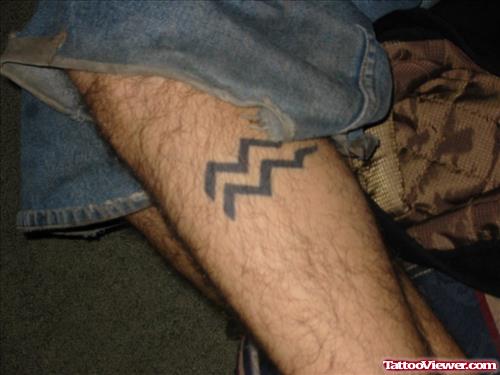 Aquarius Zodiac Sign Tattoo On Leg