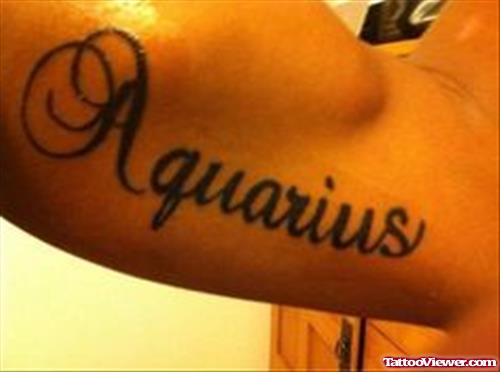 Aquarius Tattoo On Muscles