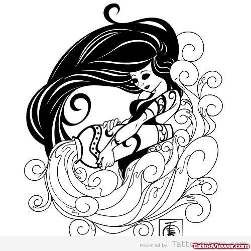 Aquarius Tattoo Design For Girls