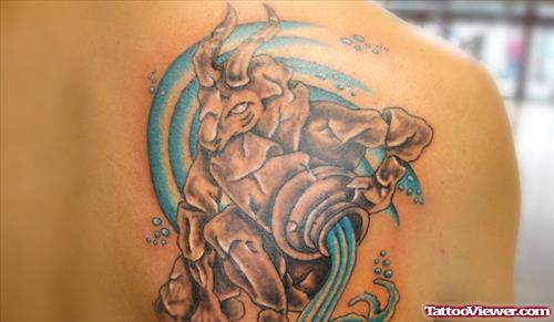 Right Back Shoulder Aquarius Colored Tattoo