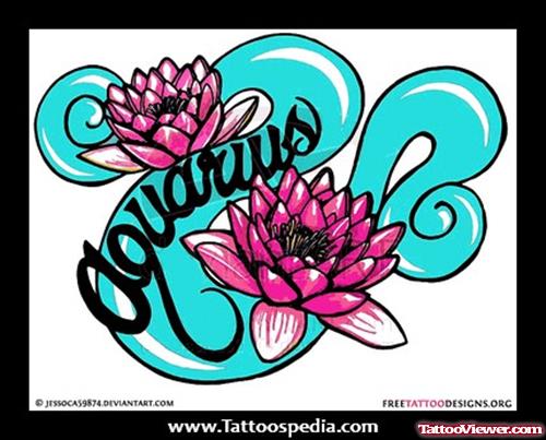 Lotus Flowers And Aquarius Tattoo