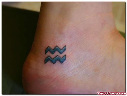 Sun Sign Aquarius Tattoo On Heel