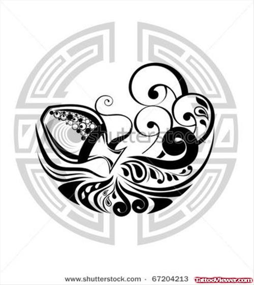 Black Tribal Aquarius Tattoo Designs