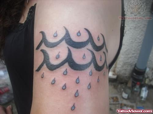 Raining Aquarius Tattoo On Left Bicep