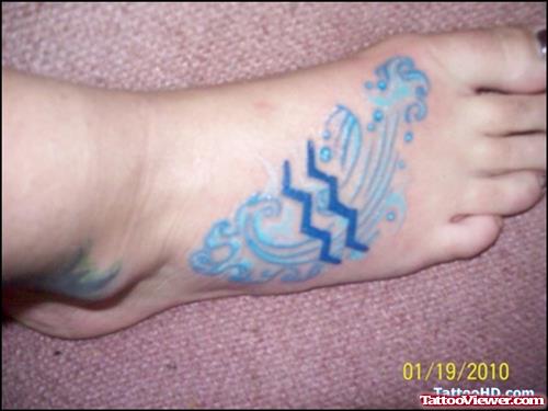 Girl Right Foot Aquarius Tattoo
