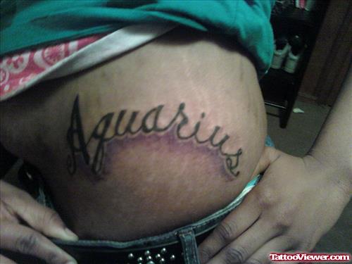 Amazing Aquarius Tattoo On Side Rib