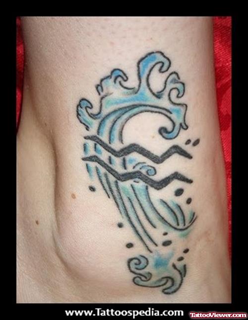 Aquarius Tattoo On Ankle For Women