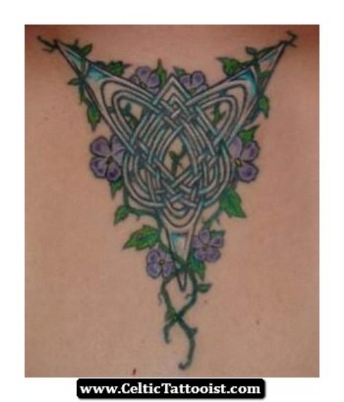 Flowers And Celtic Aquarius Tattoo