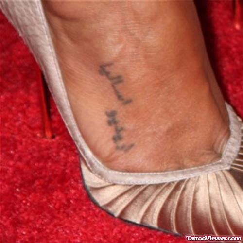 Arabic Tattoo On Girl Foot