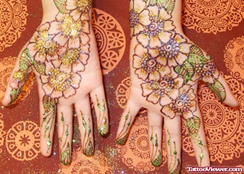 Arabic Henna Tattoos On Both Hands