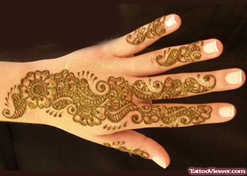 Henna Arabic Tattoo On Hand