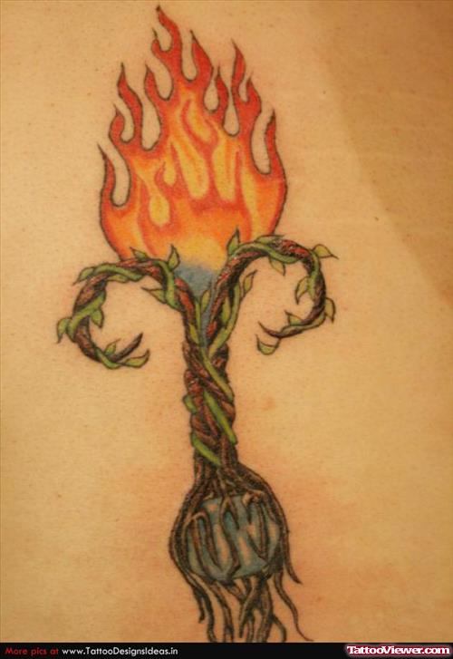Color Flaming Aries Zodiac Tattoo