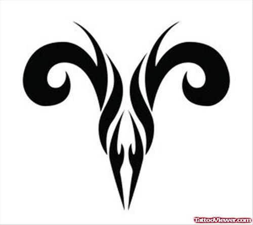 Black Tribal Aries Symbol Tattoo Design