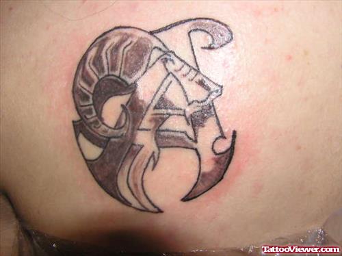 Aries Tattoo On Back Shoulder