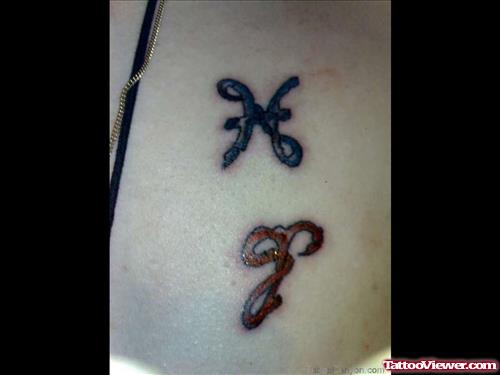 Amazing Pisces And Aries Tattoo