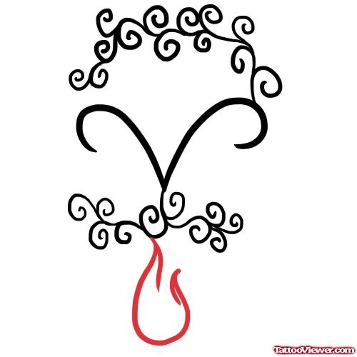 Swirl And Aries Tattoo Design