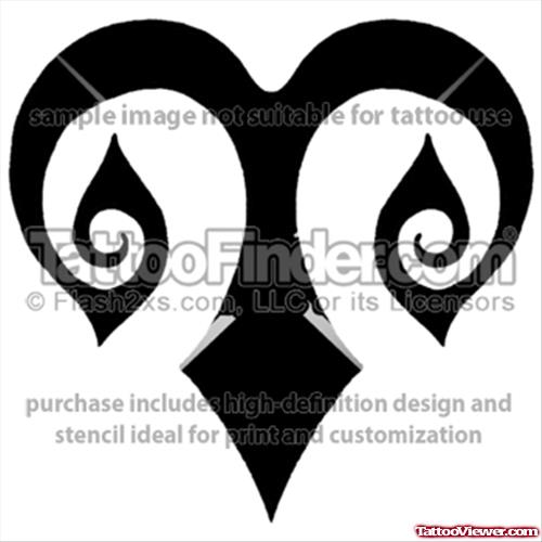 Black Tribal Zodiac Aries Tattoo Design