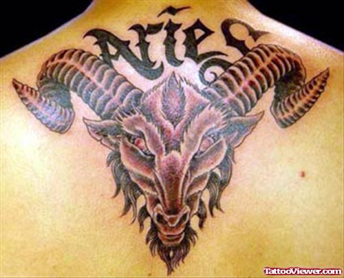 Upperback Aries Zodiac Tattoo