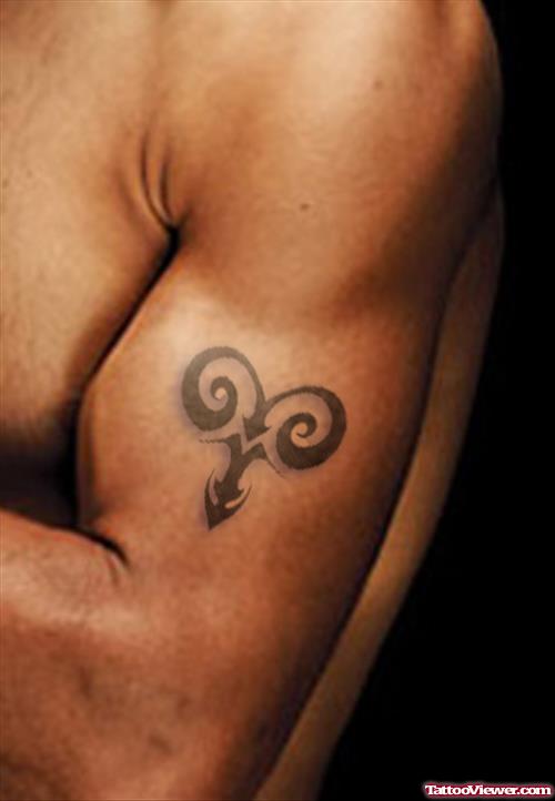 Small Aries Zodiac Tattoo On Left Half Sleeve