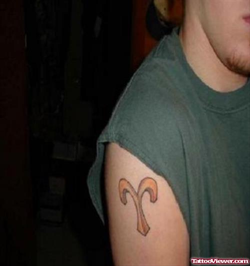 Guy Right Shoulder Aries Zodiac Tattoo