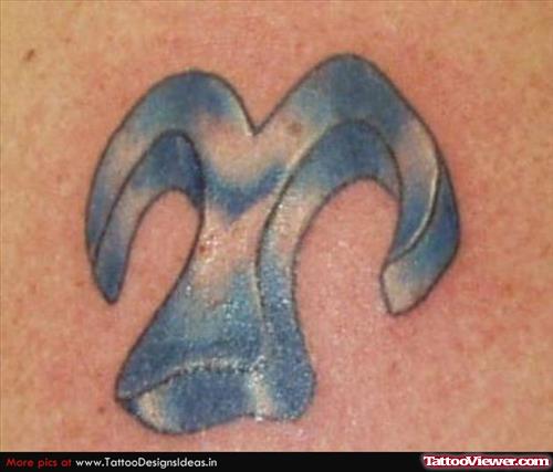 Blue Ink Aries Tattoo